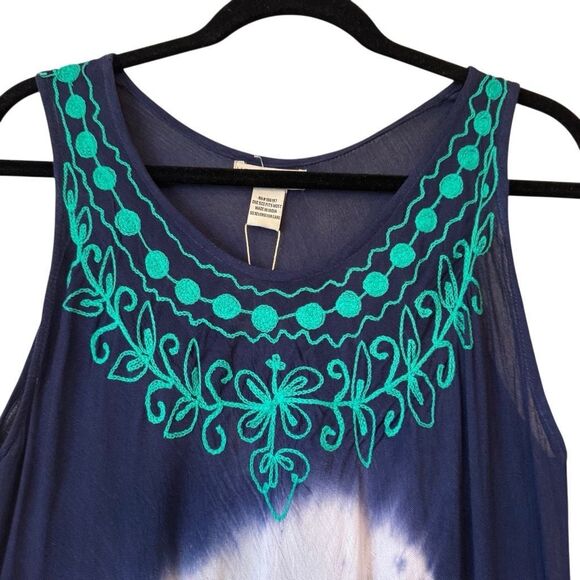 NEW Young USA Blue & Green Tie Dye Swim Cover/Dress Sz OS, Boho, Vacation - Picture 3 of 12